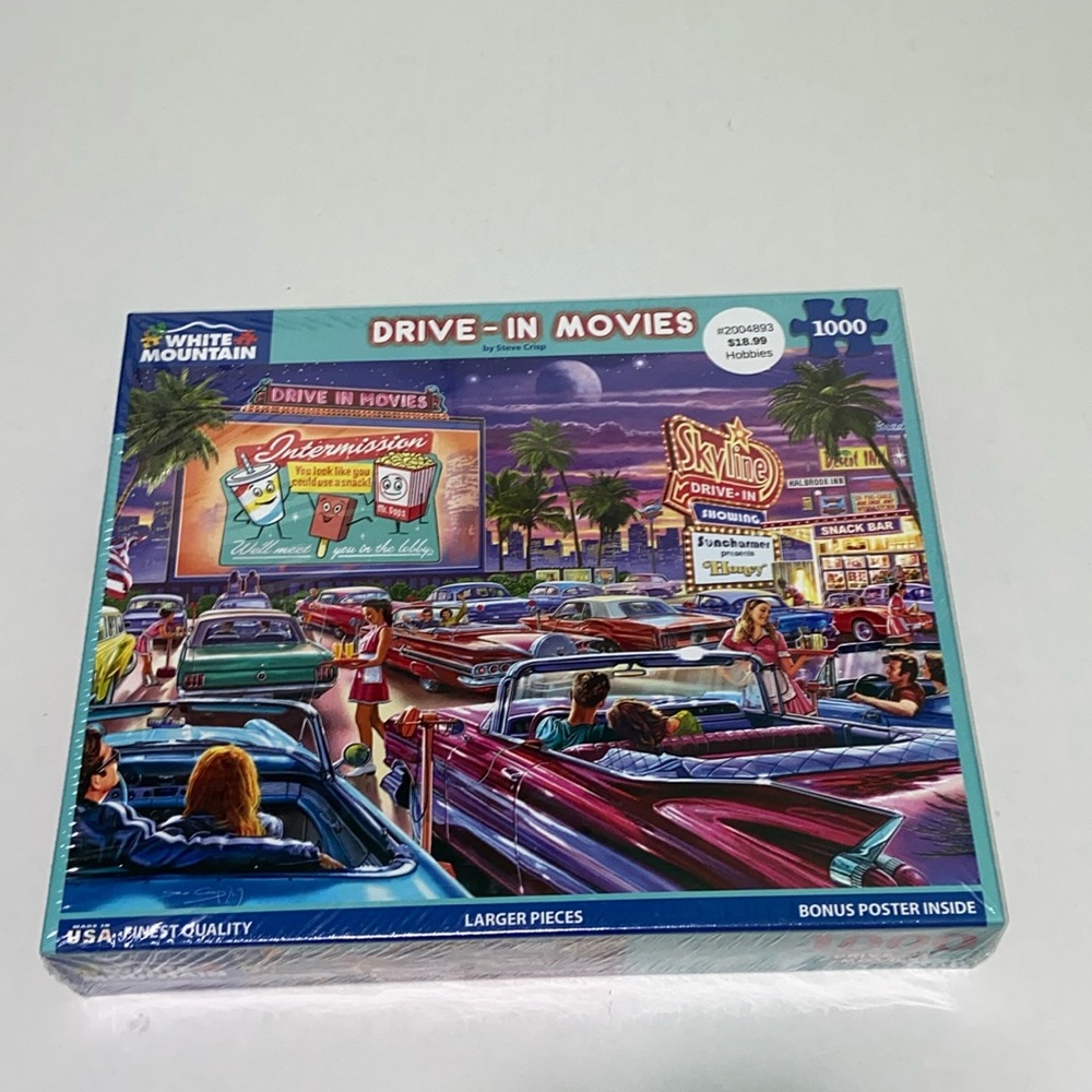 White Mountain Drive-In Movies 1000-Piece Puzzle Like New